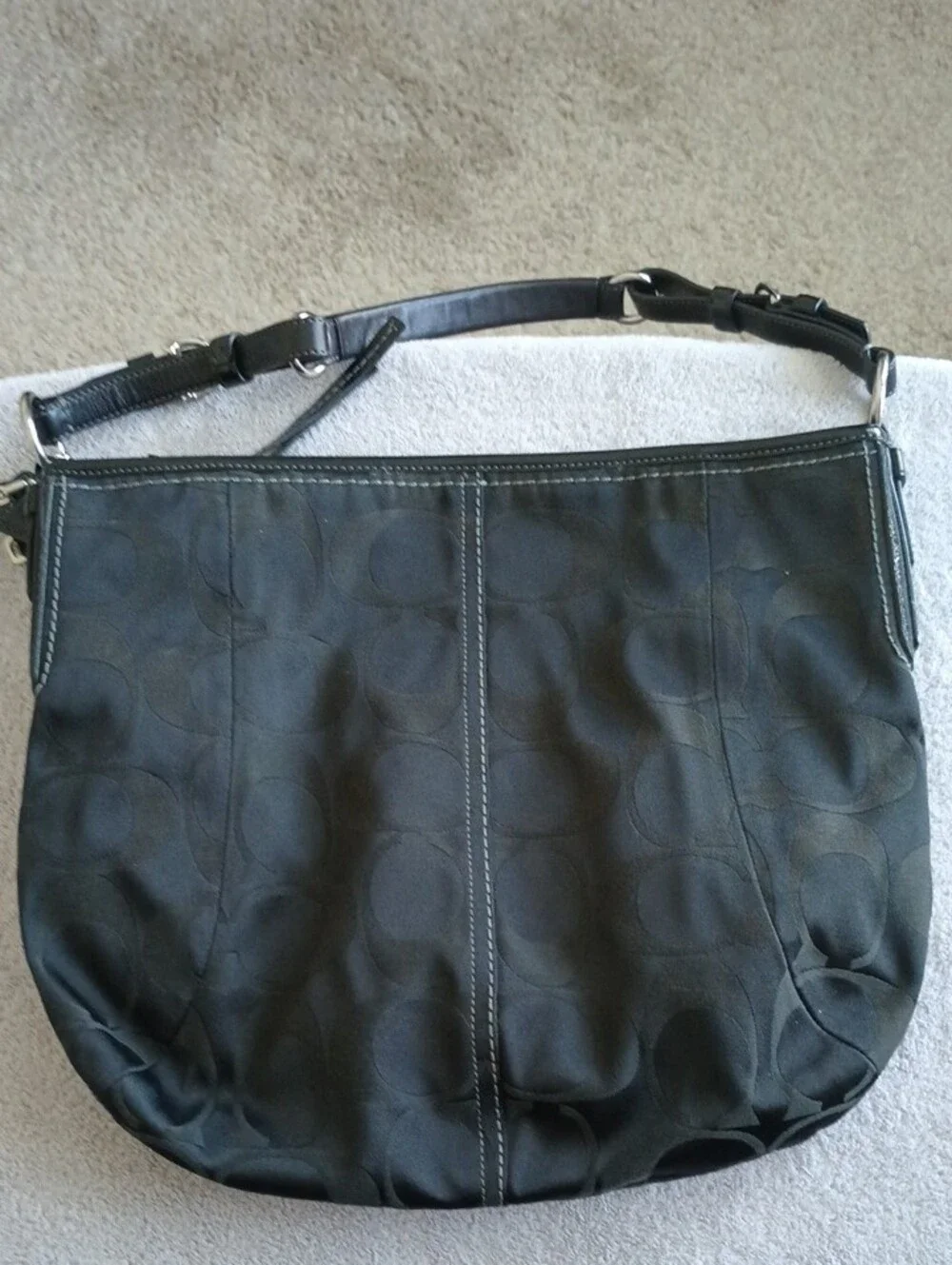 Coach Black Signature Shoulder Bag with Charm